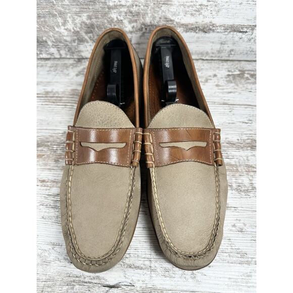 Men\'s G.H. Bass Weejuns Two-Tone Beige/Brown Leather Penny Loafers Sz 13D main image 5